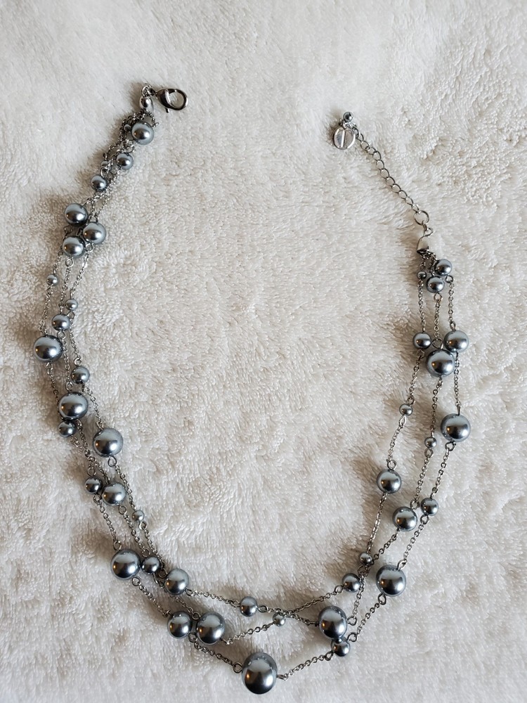 Talbot 3 String Bead Chain Choker Necklace, Vintage Approx 16″ L, Never Worn!