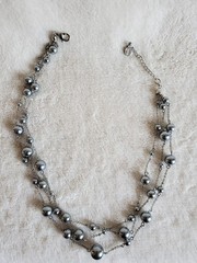 Talbot 3 String Bead Chain Choker Necklace, Vintage Approx 16″ L, Never Worn!