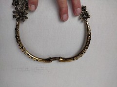 Vintage Smoky Gray Rhinestone Open Flower Choker 5 Dangle Necklace Gorgeous