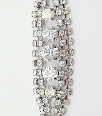 La Rel Rhinestone Clear Sparkling Wide Multi Stone Fancy Dress Vintage Bracelet
