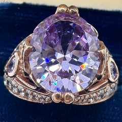PAJ 925 sterling silver rose gold pink purple cubic zirconia CZ ring size 7.5