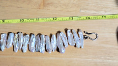 ~14.5 INCH OBLONG NATURAL WITH IMPERFECTIONS PEARL STERLING SILVER NECKLACE X13L
