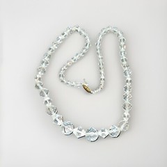 Hand Strung Glass/ Crystal? Faceted Beads White / Clear Graduated Necklace