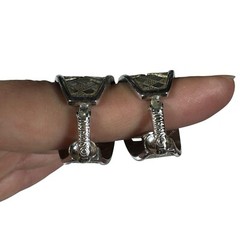 Vintage Clip On Hoop Earrings Silver Tone Textured