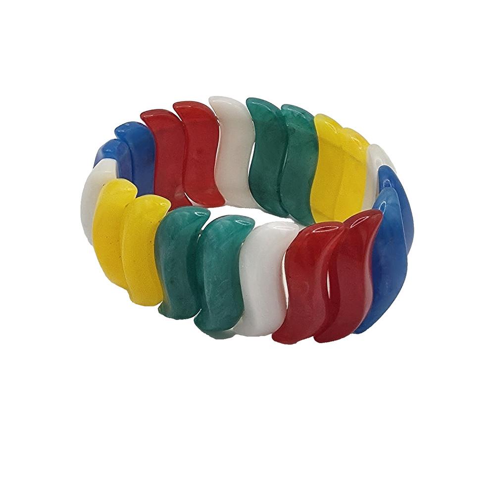 Vintage Avon Multicolor Lucite Stretch Bracelet Retro Expandable Chunky Plastic