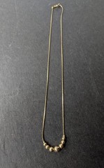 Vintage 7 Graduated Station Ball BEAD Gold Tone Necklace 16″ Chain AS IS