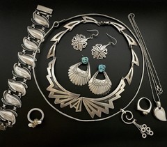 Vintage Sterling Silver Artisan Jewelry 8 Piece Mix Lot- Mexico, USA 185g