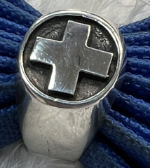 Greek Cross Sterling Silver 0.925 VINTAGE Men’s 1/2″ N to S BAND RING size 9.75
