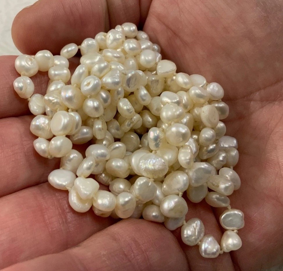 Vintage Freshwater Baroque Pearl Hand Knotted High Luster Rope 66” Necklace