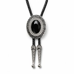 Doitby Rhinestone Bolo Tie For Men Western Cowboy Necktie Leather Bolo Ties