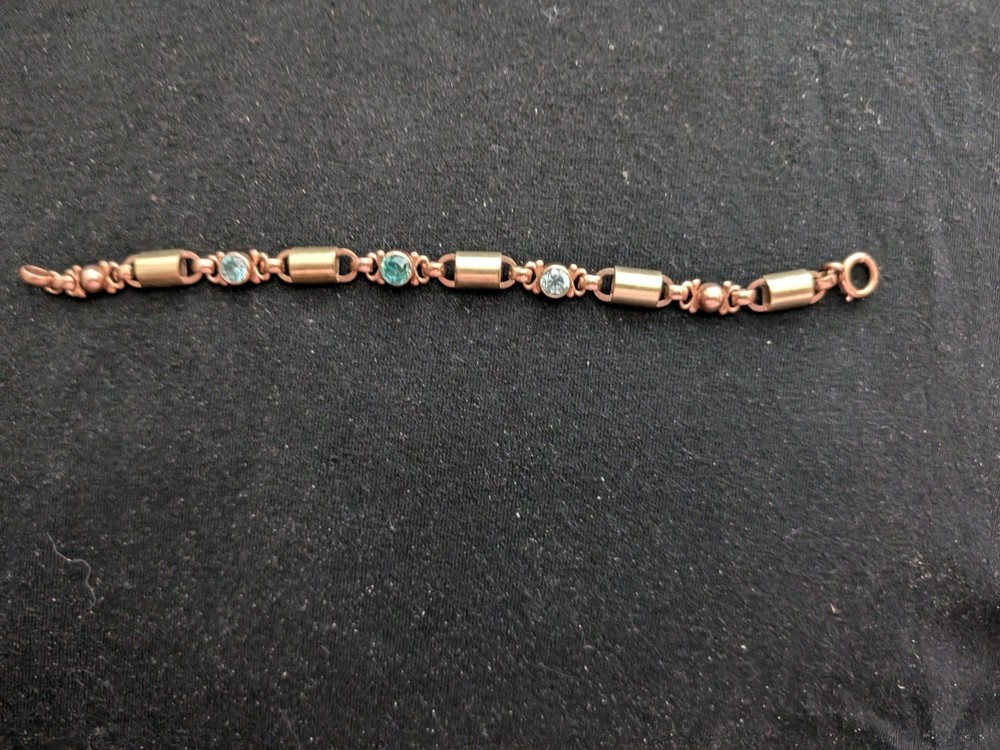 Vintage 40s Binder Brothers Signed BB 1/20 12K GF Blue Rhinestone Link Bracelet