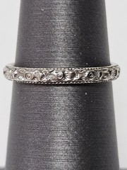 Vintage 1933 Art Deco 18k White Gold Orange Blossom Band Ring