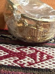 Lot Of 2 Double Alligator Gold Tone Alligator Hinged Bangle Bracelet