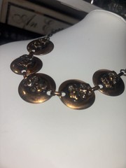 50’s MCM Copper Necklace Choker Comedy Tragedy Mask Mid Cent UNIQUE RARE!! 17.4”