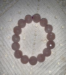 Lot 4 Pc Modern Jewelry CHUNKY ROSE QUARTZ Pendant Necklace Ears Bracelet Lot #9