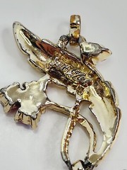Vintage Judy Lee Signed Gold Tone Rhinestone Bracelet And Clip On Earrings Leaf