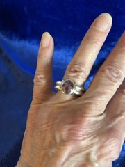 Vintage Sterling Silver Amethyst Wide Band Ring Size 7 3/4 13.4gms A Beauty!