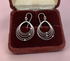 VTG Sterling Silver Multiple Wire hoops ball bead teardrop hook earrings 1.50″