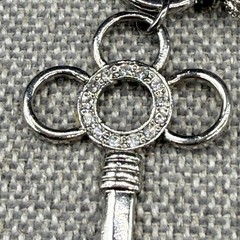 Vintage Juicy Couture Charm Necklace Silver Tone Key Heart Crown Enamel Tag