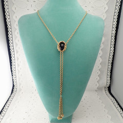 Vintage Smoky Quartz Gold Filled Lariat Tassel 26″ Necklace Weighs 24.8 Grams