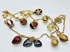 Joan Rivers Faberge Egg Necklace Collection 13 Different Vintage Charms 28 in