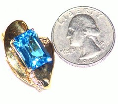 Vintage 14K Solid Gold Natural Topaz Diamond 9.0CT Engagement Necklace Designer