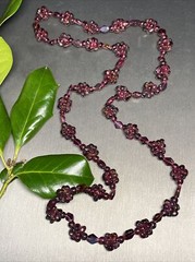 Genuine Almandine Garnet Unusual Cluster Station Bead Necklace Clasp-Free 35″