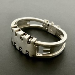 Vintage Sigi Pineda Mexico Sterling Silver Modernist Design Bracelet 6.5”