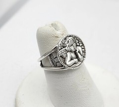 Designer Vintage Shube’s Dakota West Sterling Silver Cherub Angel Ring Size 5