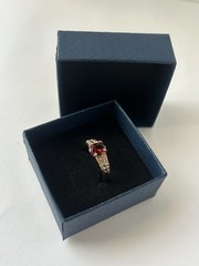 Vintage Red Cubic Zirconia Ring Gold Plated Womens Size 8.5