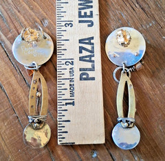 Vintage 1992 Asymmetrical Modernist Mixed Metals Rochelle Carlton Post Earrings