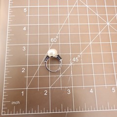 Art Deco ring QVC white pearl black crystals 925 sterling silver signet Size 5