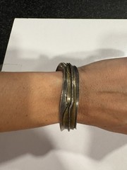 De Robertis Designs Modernist Mixed Metal Sterling Silver Bangle Cuff Bracelet
