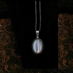 Moody Vintage White Cat’s Eye Moonstone Pendant Necklace—Milky Shimmer Effect