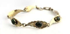 Vintage Nephrite Leaf Bracelet Gold Tone 935