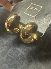 Vintage Avon Hammered Gold Tone Hoop Earrings | Bold Chunky Pierced |1980s 1990s
