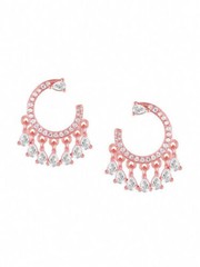 Half Hoop Stud Woman’s Earring 2.3 Ct Simulated Diamond 14K Rose Gold Plated
