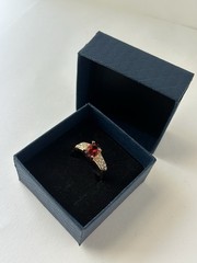 Vintage Red Cubic Zirconia Ring Gold Plated Womens Size 8.5