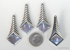 #3461 ANTIQUED STERLING SILVER PLATED RIBBED PENDANT/ER W/HANG HOLE – 4 Pcs