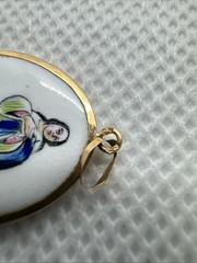 19k 800 PORTUGUESE ENAMEL GOLD MARY NA SA DA CONCEICAO RELIGIOUS MEDAL PENDANT