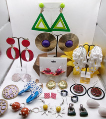 Vintage Costume Jewelry Earrings 80s 90s Y2K Pierced Clip Chunky Retro Lot