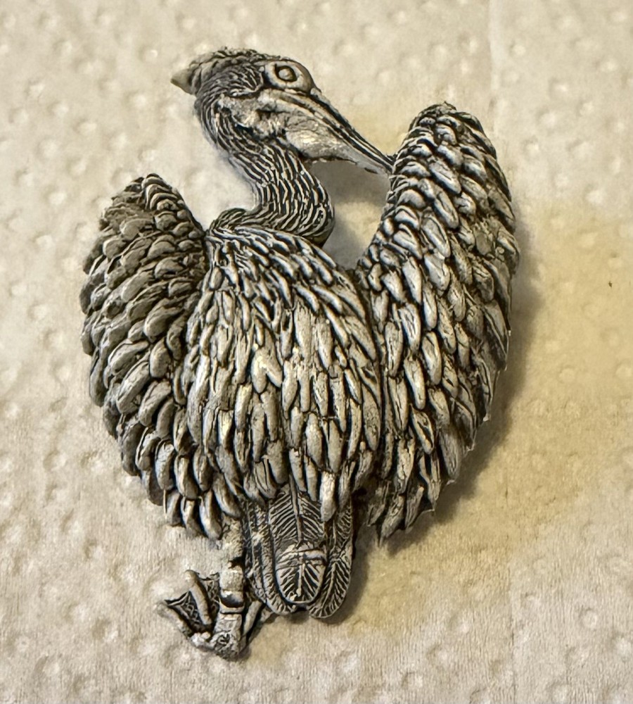 Vintage Resin Art Nouveau Art Deco Pelican Pin Brooch