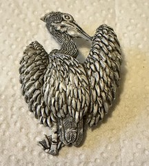 Vintage Resin Art Nouveau Art Deco Pelican Pin Brooch