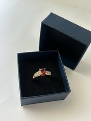 Vintage Red Cubic Zirconia Ring Gold Plated Womens Size 8.5