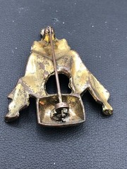 Antique Vintage Cast Iron Enamel Clown Pin Brooch C Clasp Early 20th Century
