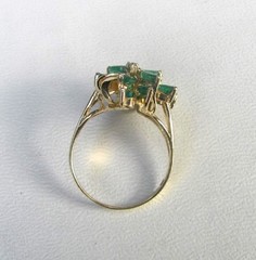 Vintage 14K Gold Emerald and Diamond Spray Ring Circa 1970