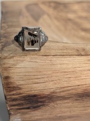 Vintage Sterling Silver Art Deco Moss Agate Ring Size 5