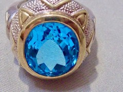 NEW 11 CARAT LONDON SWISS BLUE MINED OVAL CUT TOPAZ STERLING RING SIZE 8 RING