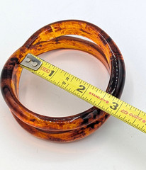 Vintage Root Beer Lucite Bangle Bracelet Sculptural Criss Cross Acrylic MCM