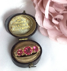 Vintage Jewellery Gold Band Ring Rubies and White Diamonds Antique Deco Jewelry